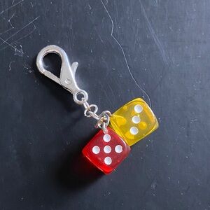 Red and Yellow Dice Keychain